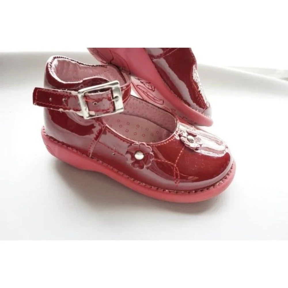 Wizzy Burgundy Patent Leather T-Strap Mary Jane Shoes Coquette Toddler Size 6